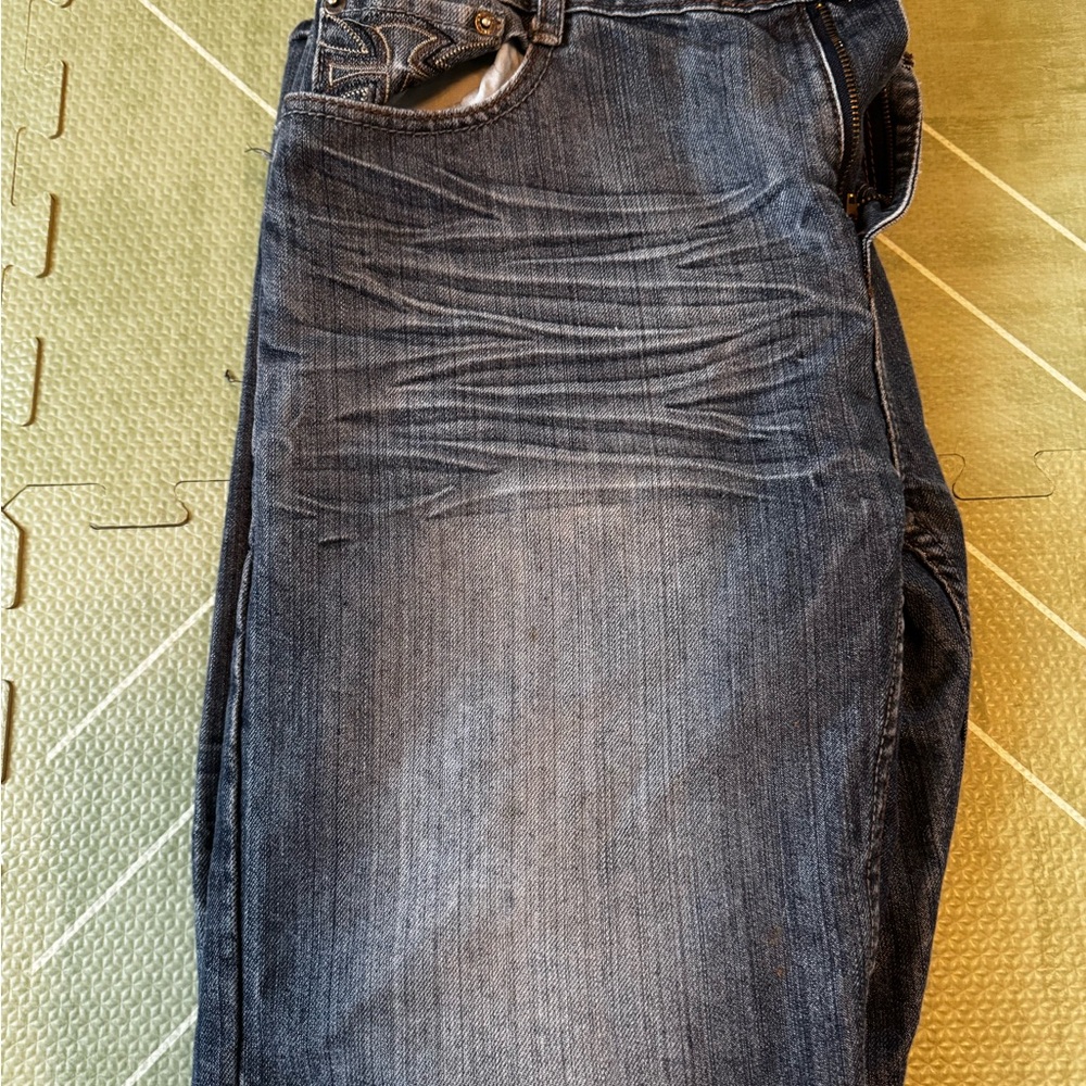 Black Brand Relaxed Fit Dark Blue Jeans